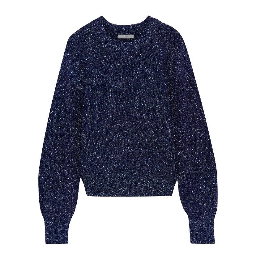 Joie Metallic Knitted Sweater Navy Blue Nwt